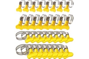 DXPETA 32pcs Jubilee Clips, Hose Clips, Jubilee Clip, with Handle Adjustable Stainless Steel 10mm-44mm Range Garden Hose Clamp Tightening Pipe Clips Hose Clamps with Plastics Handle for Flexible Hose Tube ﻿