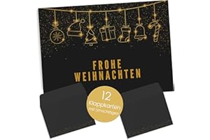 GENTLE NORTH Weihnachtskarten mit Umschlag Set (12 Stück) - A6 Klappkarten für Weihnachten - Christmas Postkarte mit Umschlägen für deine Weihnachtsgrüße - Coole Weihnachtspostkarten mit und ohne Sprüche