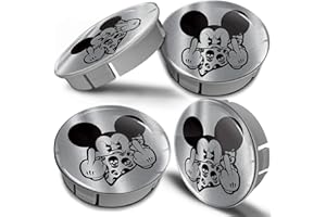 Biomar Labs® 4 x 60mm 3D Universal Wheel Hub Centre Caps Mouse Middle Finger Silver Center Rims CS 6