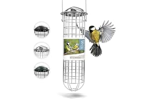WILDTIER HERZ wild animal heart | Fat Ball Holder 12" - 5 year guarantee - made of rustproof metal Bird Feeding Station for Fat Balls - Ecological Bird Feeder (31cm, Stainless Steel)