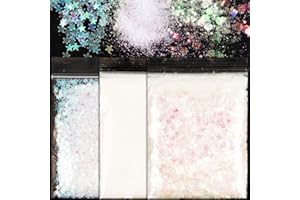 BOOMTOP 50g Poudre à Paillettes Coloré Étoile Polygone Peinture Pailletée Fines Scintillant en PET Accessoire Loisirs Créatif Décoration DIY Nail Boule de Neige pour Fête Noël Mariage Anniversaire