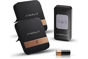 SIMPLIT “611A” Funkklingel - Klingel Haustür, Kabellose Türklingel Funk Set 200m Reichweite, IP44 Aussen Wasserdicht, 4 Tonstufen - 52 Melodien, Ring doorbell, SET, 2 Plug-In-Empfänger und 1 Sender