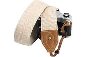 Padwa Lifestyle Cashmere Camera Strap - 2" Wide Classic Vintage Crazy Horse Arts Cowhide Head Universal Knit Neck Shoulder & Crossbody Camera Straps for Photographers Gift and All DSLR Cameras