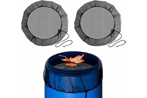LSRVNM Rain Barrel Mesh Cover, 95 cm Water Butt Net Adjustable, Rain Barrel Net, Rain Collector Protector Covers with Drawstring, Keep Mosquitos and Debris Out Of Your Rain Barrel (2 PCS)