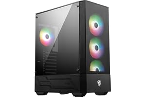 MSI MAG FORGE 112R Mid-Tower PC Case - Tempered Glass, ATX, Micro-ATX & Mini-ITX Capacity, Front Mesh Panel, 4 x 120mm ARGB fans with Hub Controller, Magnetic Dust Filter, USB 3.2 Gen 1 Type-A Ports