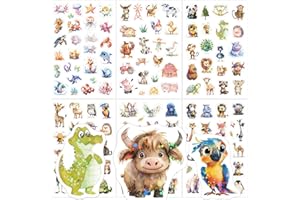 FATLBSEV Tier Glitzer Sticker Kinder, 6 PCS mit Glitzereffekt Tiersticker, Aufkleber Holografische Tiere für Skateboards, Helme, Water Bottle, Tablets, Schultaschen, Kühlschränke, Fahrräder, Tischplatten