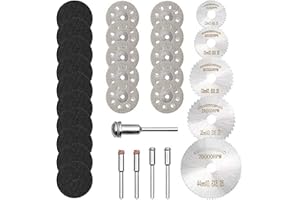 30Pcs Cutting Wheel Discs with 5 Mandrels, GOXAWEE Mini Rotary Tool Accessories Sets with HSS Circular Saw Blades, Diamond Cutting Discs, Resin Metal Cutting Wheels for Wood Stone Metal Cutting