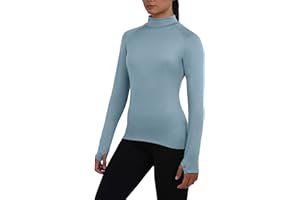 TCA Women's SuperThermal Long Sleeve Performance Base Layer Running Training Workout Top - Mock Neck - with Thumbholes