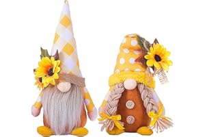 Eimilaly Gnomi primaverili di girasole per la casa, set di gnomi Tomte per decorazioni natalizie o altri gnomi per feste a tema - 2 pezzi