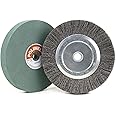 6 Inch Bench Grinder Grinding Wheel & Wire Wheel Brush with 1/2'' Arbor, 120 Grit Silicon Carbide Bench Grinding Wheel for Bench Grinder,for Drill Bits, Blades and Knifes Cleaning Polishing Sharpening