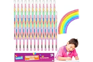 SOL 24pk Rainbow Swap Point Crayons, Twistable Crayons for Party Bags, 10 Assorted Stacking Colour, No Sharpening Required, Durable & Child-Friendly Mess-Free Colouring, Ideal Party Favour & Fillers