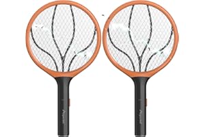 ASPECTEK Zestaw 2 elektrycznych łapek na muchy, 3000 V, do użytku wewnątrz i na zewnątrz, łapka na komary, zasilana bateriami (2 x baterie AA nie wchodzą w zakres dostawy)