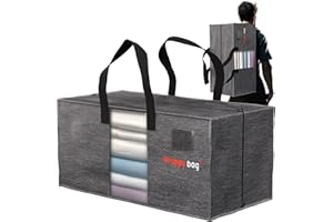 WRAPPYBAG Set di 4 Grandi Borse di Plastica – Borse Jumbo XXL per Trasloco e Magazzinaggio – Impermeabili, Rinforzate e con Cinghie a Zaino – Ideali per Vestiti e Biancheria da Letto – 76x36x38cm