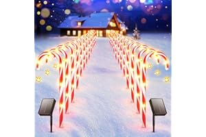 GEARLITE Outdoor Christmas Decorations, 24 Pack Solar Candy Cane Christmas Lights Waterproof, 8 Modes Bright All Night Solar Christmas Yard Pathway Decorations
