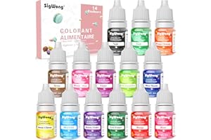 SIGWONG Colorant Alimentaire Liquide Concentré Nourriture Dye - 14 Couleurs Colorant Alimentaire Néon pour la cuisson, la décoration, le glaçage, la cuisine 6ml
