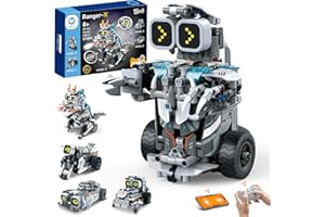 Sillbird Technic Robots Télécommandé pour Enfants, 5-en-1 Dragon/Robot/Moto Roboticset,Jouets de Construction à Programmation Créative avec App,Idées Cadeaux pour Garçons et Filles âgés de 8 à 12 Ans