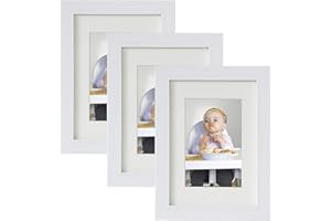 BD ART Zestaw 3 ramek na zdjęcia 15 x 21 cm z passe-partout 10 x 15 cm, 3-pak, białe, rustykalne