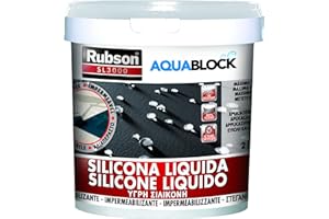 Rubson Aquablock SL3000 Silicona Líquida blanca, impermeabilizante líquido para prevenir y reparar goteras y humedades, silicona elástica con tecnología Silicotec, 1 x 25 kg