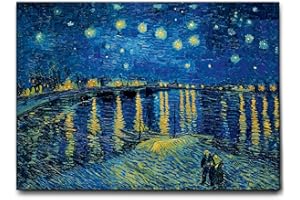 Giallobus - Quadro - Vincent Van Gogh - Notte stellata sul Rodano - Tela Canvas Telaio Standard - 100x70 - Pronto da appendere - Quadri moderni per la casa