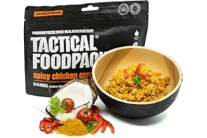 TACTICAL FOODPACK Tactical?Foodpack?Pollo?al?Curry?Picante?con?Arroz liofilizado?514?kcal?120?g?|?Lista en?5?9?min?|?Ración ligera para kits de emergencia, senderismo y outdoor