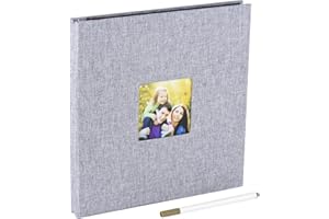 TAFONUP Fotoalbum Einkleben, Leinen Photoalbum 40 weiße Seiten mit Pergamin Trennblätter, Selbstklebende album für 120 Fotos im Format 10x15cm, Fotobuch für Hochzeit Jahrestag Geburtstag Geschenke-28x27cm