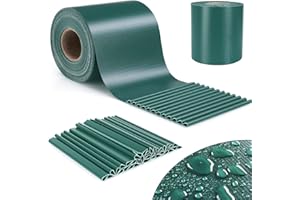 TLSUNNY Bande Brise-Vue en PVC pour clôture - 50 m x 19 cm - avec 35 Clips de Fixation - Opaque - Coupe-Vent - Anti-UV - 450 g/m² - Vert
