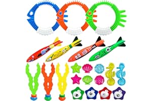 MYBOTA 22Pcs Swimming Pool Toys with Dive Sticks Fish Toy Diving Seaweed, Sinkers for Swimming Kids Water Toys for Summer, Includes Carrying Bag