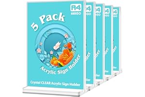 VAIIGO Tischaufsteller A4 Aufsteller, T-Ständer Aufsteller, Acryl Menükartenhalter Werbeaufsteller, Transparente T-Werbeaufsteller Aufsteller Ständer für Tisch, Büro, Restaurants(Weiß Basis,5 Stück)