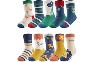Kyopp Chaussettes rigolotes Enfants Filles et Garçons Drôles Chaussettes Animaux Coton Unisexe Kids Crew Socks 10 Paires 21-37