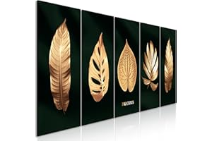 murando Akustikbild Blätter Bilder Akustikschaum Hochleistungsschallabsorber Schallschutz Leinwand 5 tlg Wandbild Raumakustik Schalldämmung Natur Pflanze Zweige b-A-0905-b-m