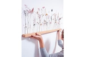 LIDAM Trockenblumen Blumenleiste Wiese - schöne Trockenblumen-Deko in edles Holz gesteckt -hochwertig & modernes Trockenblumen-Set (100cm)