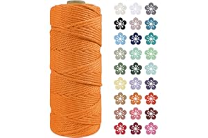 LEREATI Corda Macrame 2mm x 100m, Filo Macrame 2mm Cordoncino Cotone Naturale, 3 Fili Spago Colorato Cordino per Borse Uncinetto, Decorazioni Fai da Te, Arazzo da Parete, Cestini (D'oro)