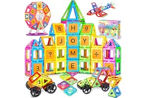 Purpledi Blocs de Construction Magnétiques 120 Pièces, Jeux de Aimantés Construction Magnetiques, Enfants Jouets Jeux de Construction Educatif Cadeau d'anniversaire pour 3 4 5 6 7 8 9 Ans