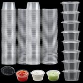 100 PCS Aufbewahrungsdosen mit Deckel Klein,50ml/2oz Saucbecher mit Deckel | Plastikbehälter Saucbecher, Lebensmittelbehälter