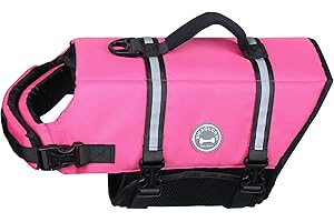 VIVAGLORY Ripstop Hunde Rettungsweste für Kleine Mittel Große Hunde Bootfahren, Hund Schwimmweste mit Verbesserter Auftrieb & Sichtbarkeit, Rosa