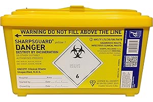 SUNATURE 1l Sharpsafe Medical Sharps Bin - Disposable Syringe/Needle Biohazard Tub**G