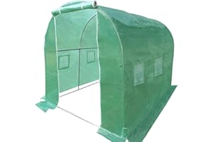 HATTORO Serre en film plastique résistant à l'hiver avec base en acier - Film de culture en tissu PE robuste de 170 g/m² - 3 x 2 x 2 m - Avec porte enroulable et 4 fenêtres