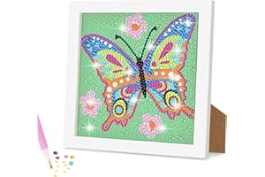 Ainiv Diamond Painting Kit, 5D Diamond Painting Kit con Cornice in Legno, DIY Diamante Painting Bambini Pittura Kit Craft Arts Regalo per Decorazione Della Parete di Casa Bambini (Farfalla)