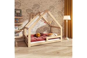Need Sleep letto montessori bambini con sponde e camino letto casetta 90x200 cm lettino bambino letto basso in legno letto singolo bambino bambina casa simmetrico