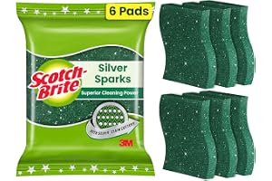 Scotch-Brite Silver Sparks Scrubber for Utensil Cleaning (Everyday Dishwashing)- Pack 6