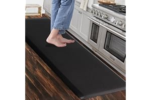 Carvapet Antiscivolo Tappetino da Cucina Anti-Fatica Stuoie in Piedi PVC Ammortizzato Comfort Tappeto da Cucina(Nero,44x152cm)