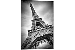 POSTERLOUNGE Tour Eiffel en contre-plongée Tableau en verre acrylique de Melanie Viola 13 x 18 cm Noir et blanc Photographie en noir et blanc Décoration murale