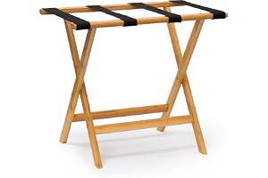 Relaxdays resväskställ, natur | bambu, 50x60x37,5 cm, hopfällbart bagageställ med 4 stabila remmar