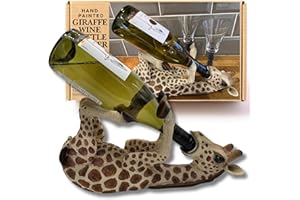 G&H Decor - Adorable 36cm Giraffe Wine Bottle Holder Figure - Giraffe Gift with Amazing Detail - Giraffe Kitchen Countertop Novelty Wine Bottle Holder - Hand Painted Giraffe Gifts for Women