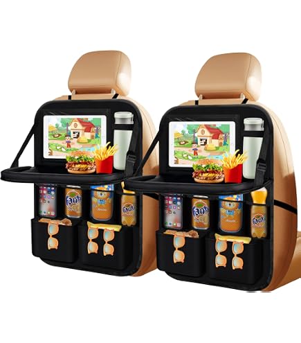 Lot 2 Protections Siège Voiture Enfant En Feutre Avec Organiseur Et Support Tablette