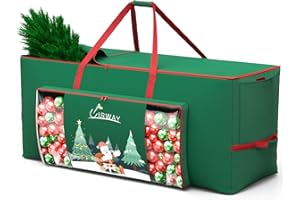 UIRWAY Bolsa Almacenamiento Arbol de Navidad, Para Árboles Artificiales de 7.5 ft / 230 cm, Hecha de Oxford 600D, Incluye Bolsa Transparente y Bolsillo Lateral, Asas y Cremallera Doble, Verde