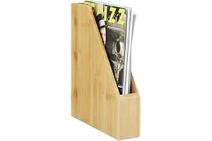 Relaxdays Bambusowy segregator, A4, naturalnie piękny rysunek słojów, nowoczesny, do przechowywania papieru, czasopism, bloków, naturalny