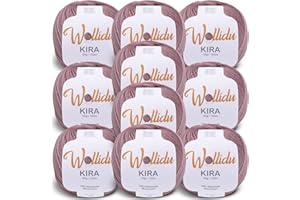 Wollidu Kira - Lot de 10 x 50 g pelotes de fil à tricoter 100 % coton - Pour tricot et crochet - Marron clair