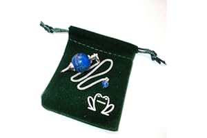 GREEN CROSS TOAD 1 x Genuine Crystal Gemstone Ball Dowsing Pendulum & Velvet Keepers Pouch (Lapis Lazuli)