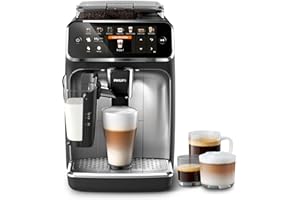 Philips 5400 Series Bean to Cup Coffee Machine – 12 Coffee Varieties, LatteGo Milk Frother, Fastest-to-Clean, Ceramic Grinder, Fully Automatic Espresso & Cappuccino maker – Black, Silver (EP5446/70)